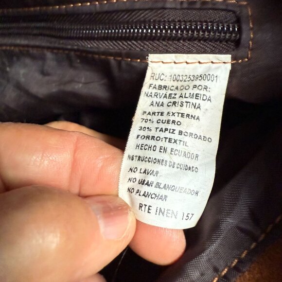 Leather Suede Faja Fabric Strap Shoulder Bag Brown Pink Bohemian Everyday - Picture 12 of 14